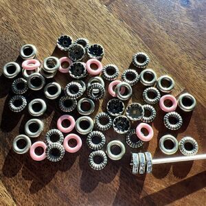 Set Of 59 Gold Tones And Pink Bracelet Spacers